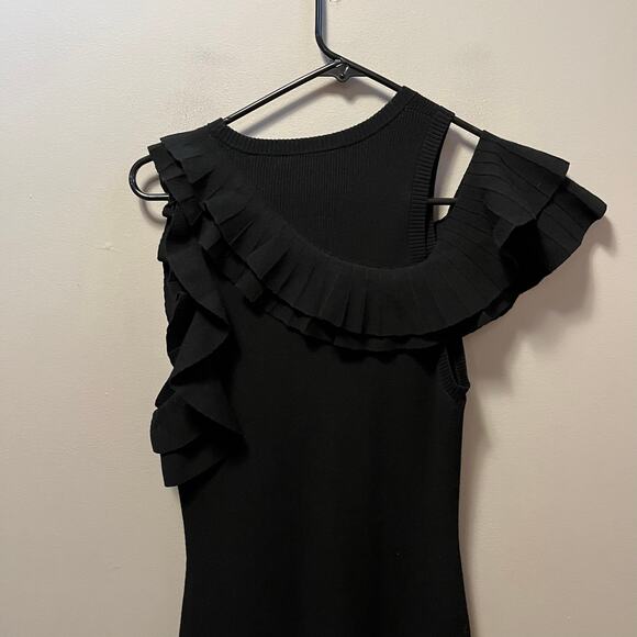 A.L.C Kellam‎ Crewneck Sleeveless Dress with Ruffled Trim Black Size Small - Picture 6 of 8